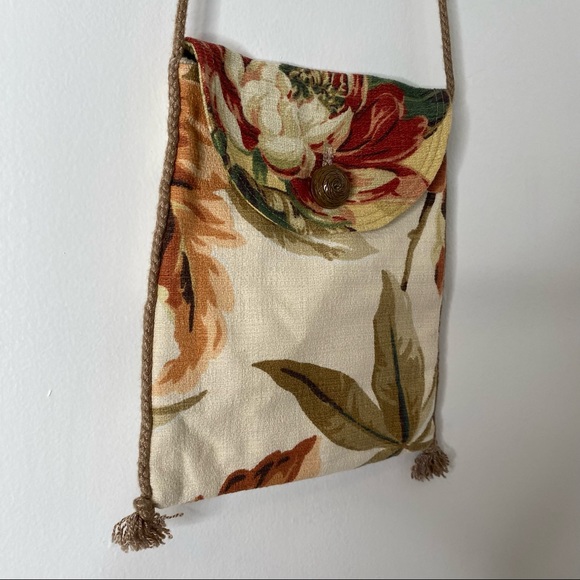 Vintage Susan Todd Bark Cloth Bag Floral Tassel Mini Crossbody - Picture 11 of 11